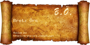 Bretz Örs névjegykártya
